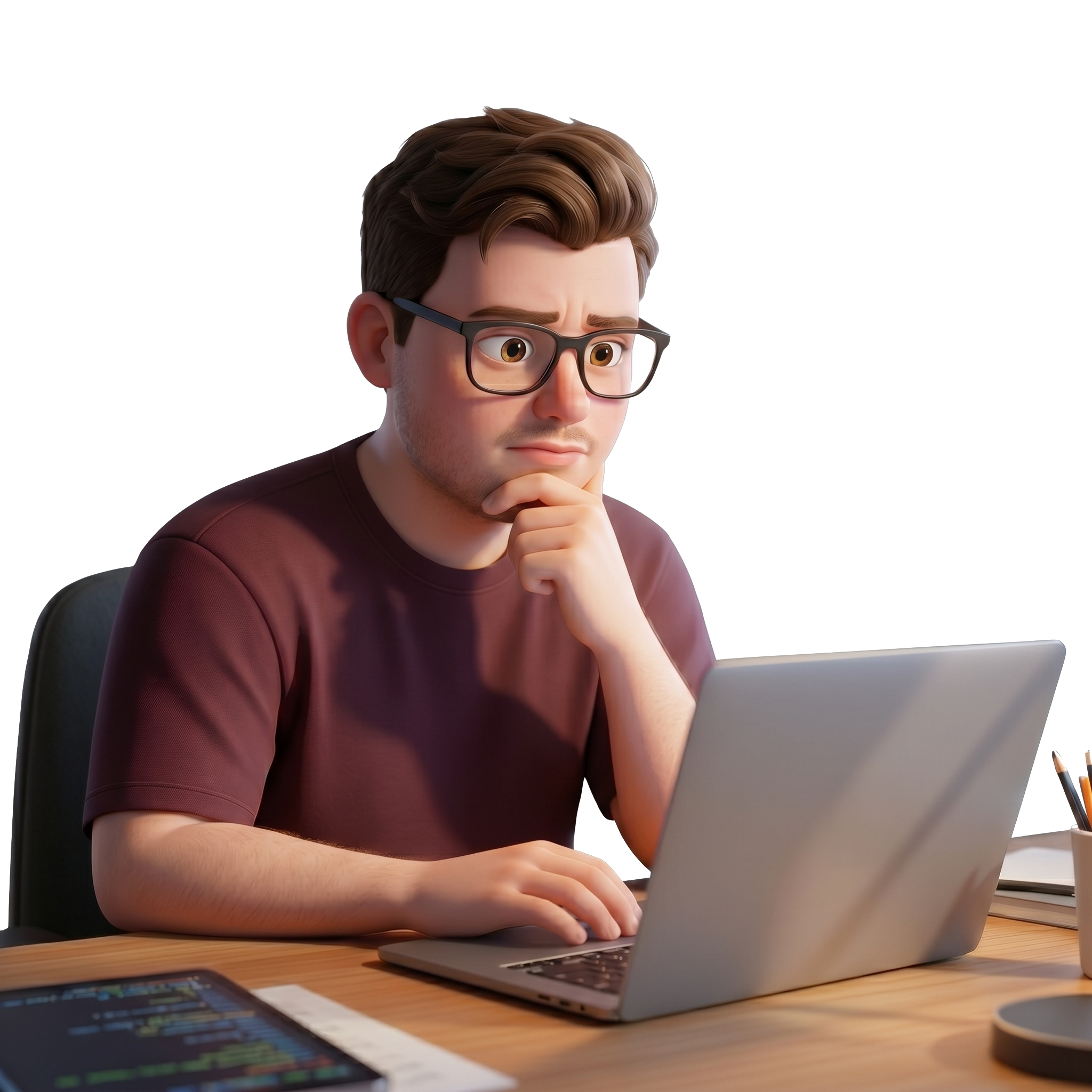 ABERZ character illustration showing website and design work